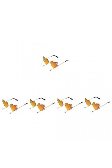 Gadpiparty 5 Pièces Lunettes De Soleil Coeur Flamme Lunettes De Soleil Tendance Pour Femmes Lunettes De Mode Pour Femmes Lune