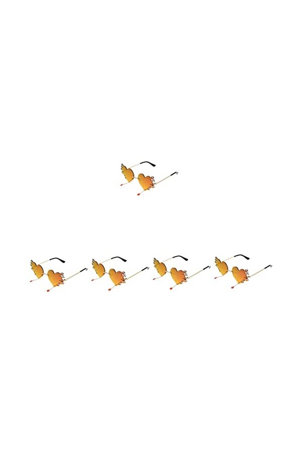 Gadpiparty 5 Pièces Lunettes De Soleil Coeur Flamme Lunettes De Soleil Tendance Pour Femmes Lunettes De Mode Pour Femmes Lune