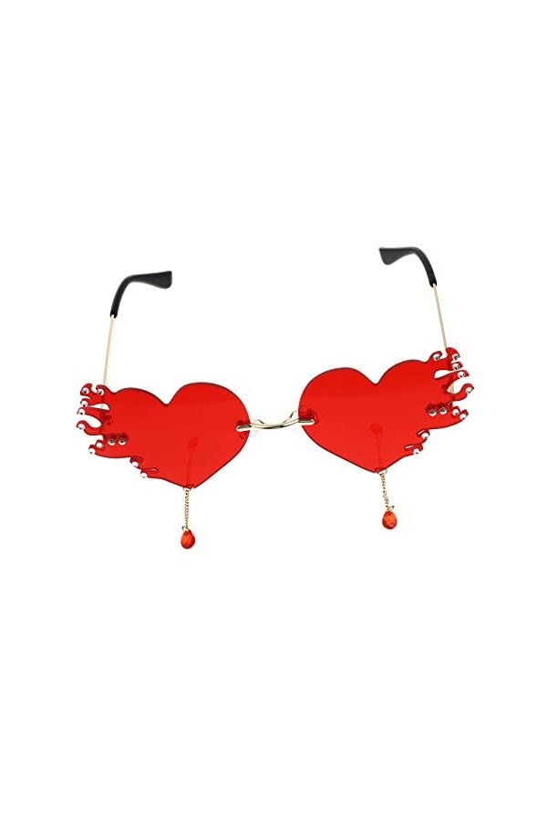 Gadpiparty 5 Pièces Lunettes De Soleil Coeur Flamme Lunettes De Soleil Tendance Pour Femmes Lunettes De Mode Pour Femmes Lune