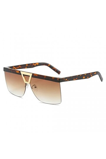 HPIRME Lunettes de soleil demi-monture lunettes de soleil pour femmes Vintage surdimensionné bouclier hommes monture nuances,