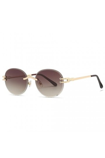 MUTYNE Lunettes de soleil rondes sans monture Hommes Noir Tendance Vintage Lunettes de soleil sans cadre pour femmes Cadre me
