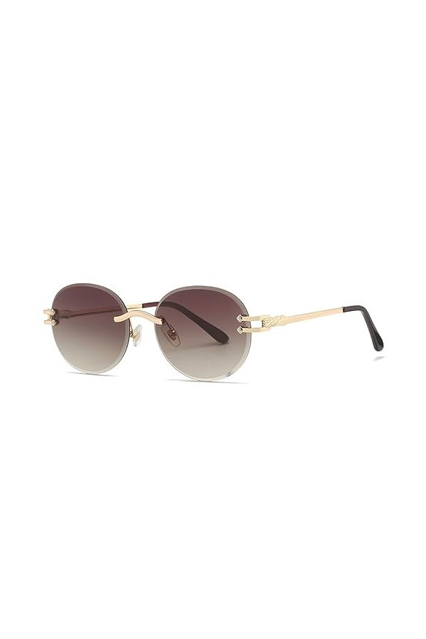MUTYNE Lunettes de soleil rondes sans monture Hommes Noir Tendance Vintage Lunettes de soleil sans cadre pour femmes Cadre me
