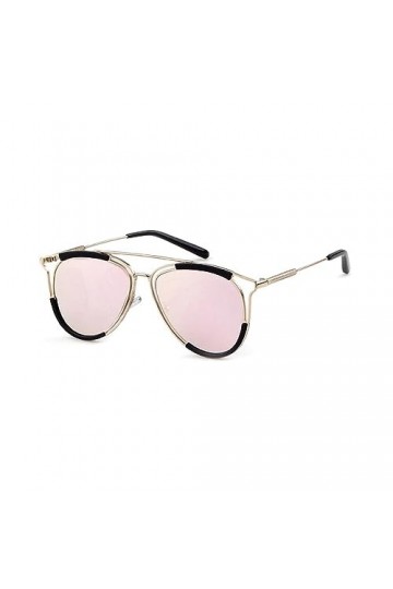 HPIRME Lunettes de soleil yeux de chat creux femmes Vintage rétro métal cadre rose jaune lentille teinté lunettes de soleil U