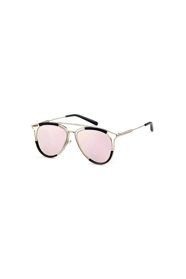 HPIRME Lunettes de soleil yeux de chat creux femmes Vintage rétro métal cadre rose jaune lentille teinté lunettes de soleil U
