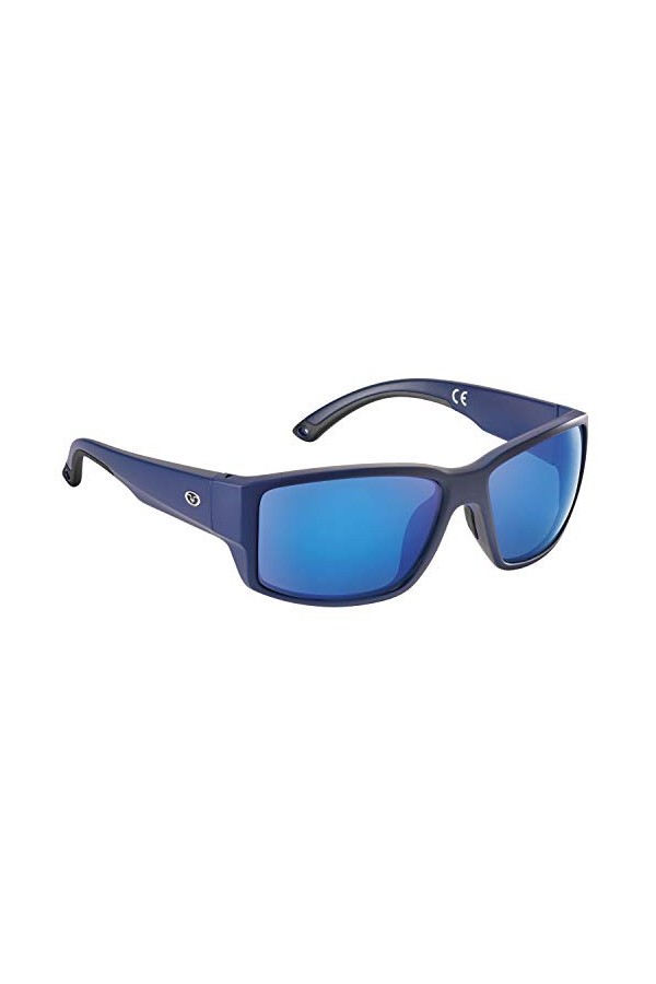 Flying Fisherman Lunettes de soleil Baleen unisexes, Cadre bleu marine mat/lentille miroir bleu fumé, M