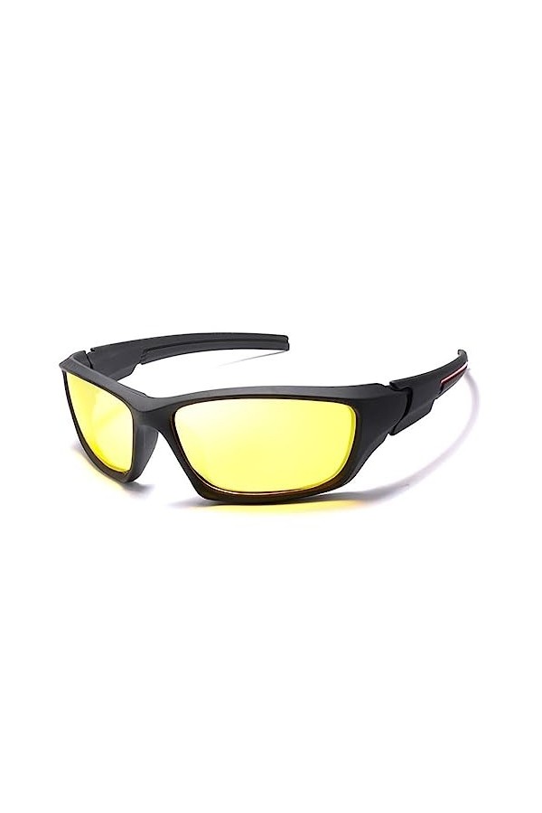 Lunettes de soleil polarisées pour femmes Hommes Oval Night Vision Black Frame Lunettes de soleil Sécurité Conduite Sports,6,