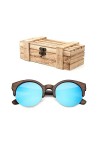 XIANDE Rétro Hommes polarisés Mode Femmes Bleu lentille Bambou Bois Lunettes de Soleil à la Main pour Cadeau de Vacances