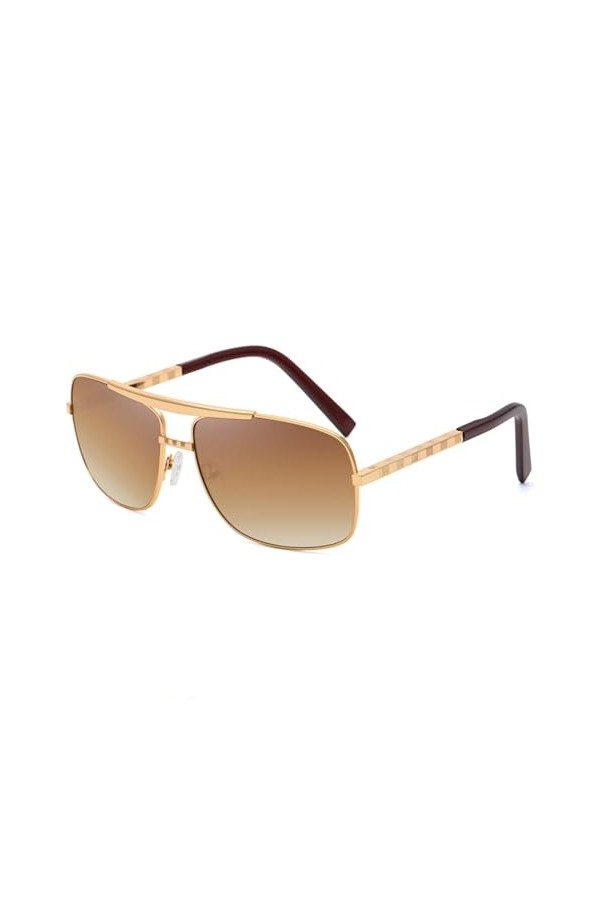 XNASU Lunettes de soleil carrées hommes lunettes de soleil vintage pour hommes nuances lunettes de printemps, Glod Double gri