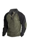 Briskorry Sweat-shirt pour homme couleur unie col montant bouton patchwork vintage pull homme sweat-shirt à manches longues h