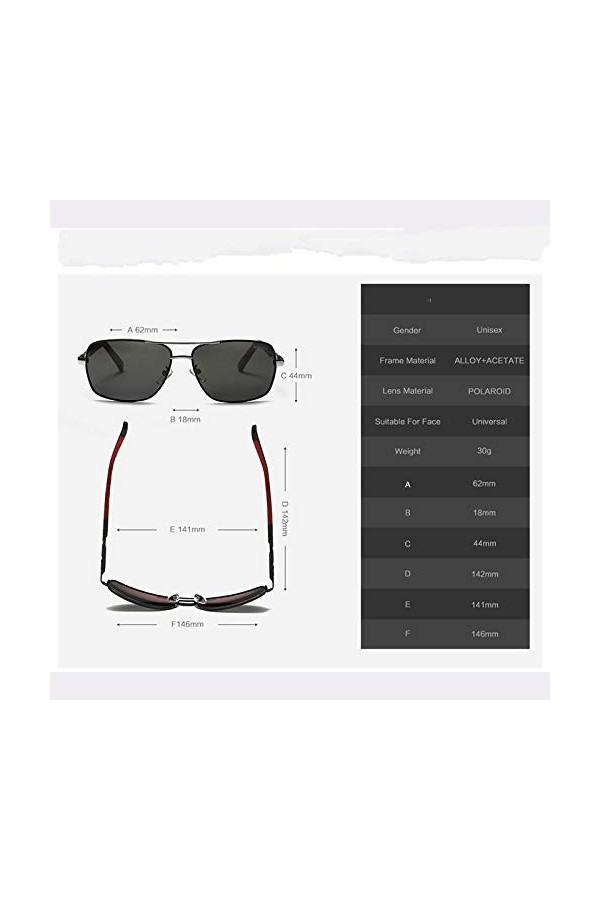 ZYIZEE Lunettes de Soleil Hommes Lunettes de Soleil polarisées Hommes Cadre Original lentille rectangulaire UV400 Lunettes Lu