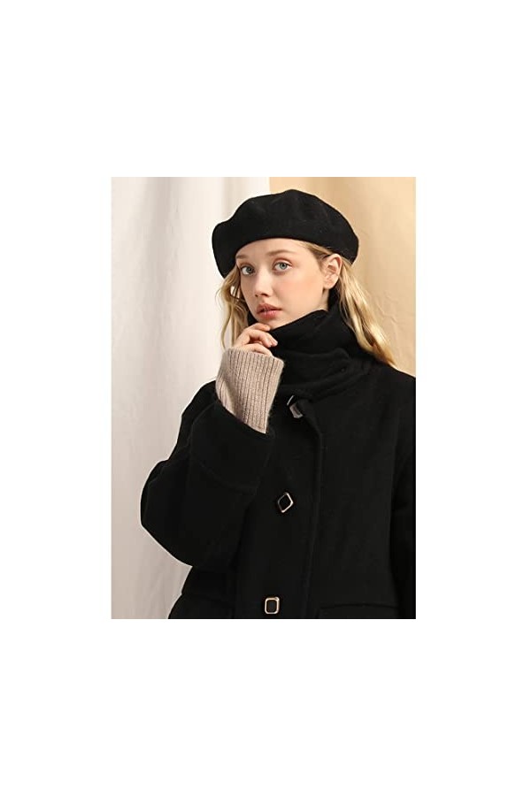 XYIYI Classique Noir Francais Laine Chapeau de Béret pour Femmes Filles
