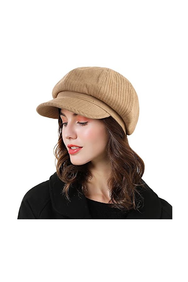 Suwangi Femme Béret Casquettes Octogonal Chapeau Gavroche Visière Bonnet Peintre Cabbie Pêcheur Casquettes