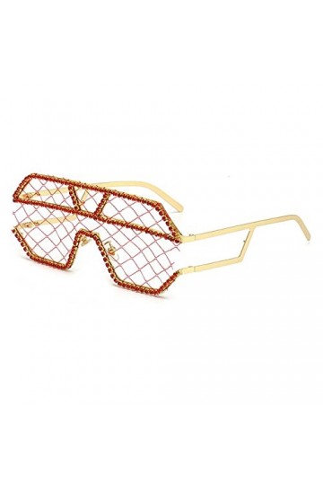 HPIRME Dentelle Punk Lunettes Femmes Lunettes de Soleil Femme Surdimensionné Une Pièce Strass Lunettes, C6Gold, Rouge, taille