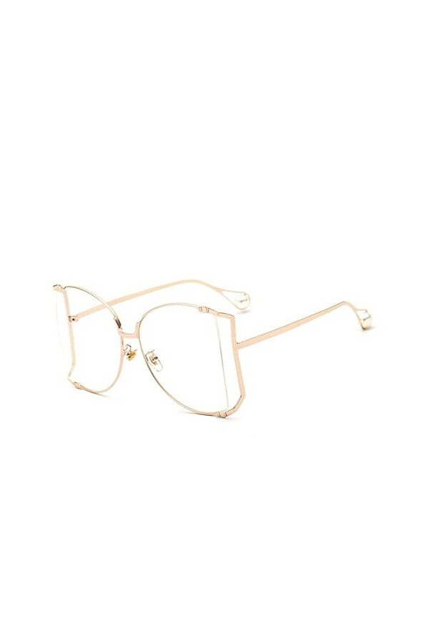 HPIRME Lunettes de soleil carrées femmes surdimensionnées nuances perle lunettes de soleil pour femmes hommes, or clair, tail