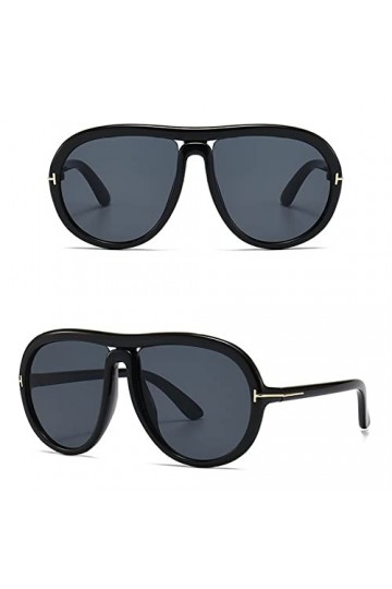 HCHES Lunettes de soleil à verres transparents surdimensionnés Femmes One Piece Big Frame Lunettes de soleil de luxe pour fem