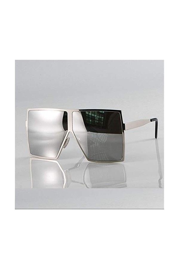 Mode dor Lunettes de soleil carrées surdimensionnées for les femmes Metal Frame Brown Shades Lunettes Vintage UV400 Couleur