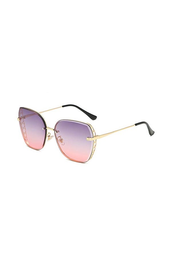 QINGZHOU Lunettes de Soleil,Lunettes de soleil pour femmes HD à verres dégradés bicolores Lunettes de soleil creuses Lunettes