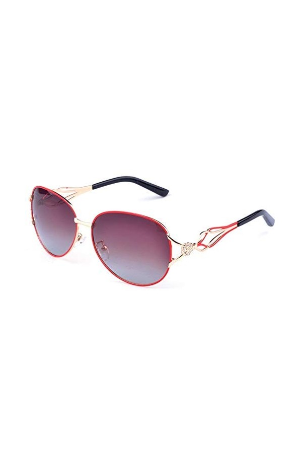 AUSUB Lunettes de soleil femme Mode diamant Luxe Lunettes de soleil Femmes Sun polarisants Lunettes Femme Couleur : RED 