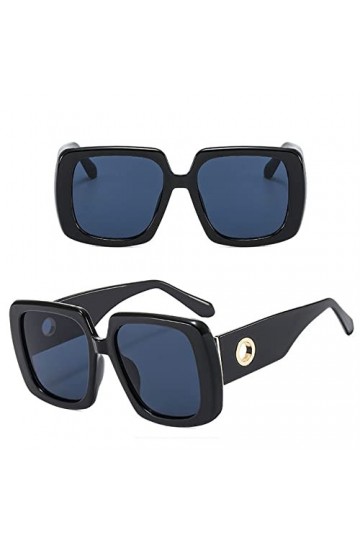 HCHES Lunettes de soleil carrées surdimensionnées léopard femmes créateur de mode trou rond sexy grandes lunettes de soleil h