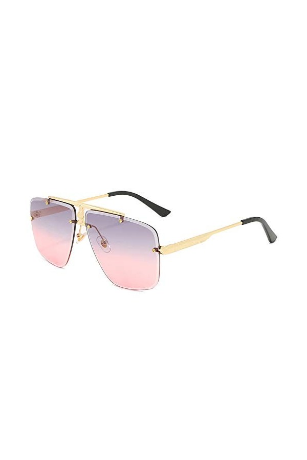 QINGZHOU Lunettes de Soleil,Lunettes de soleil pour femmes Lunettes de soleil pour femmes à monture métallique à rivets à dou