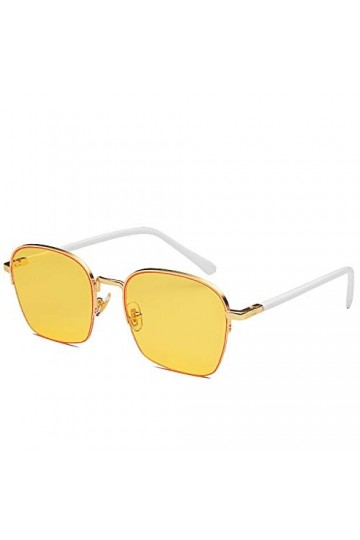 QINGZHOU Lunettes de soleil, lunettes de soleil mode pour hommes et femmes Lunettes de soleil en métal avec demi-monture en m