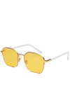 QINGZHOU Lunettes de soleil, lunettes de soleil mode pour hommes et femmes Lunettes de soleil en métal avec demi-monture en m
