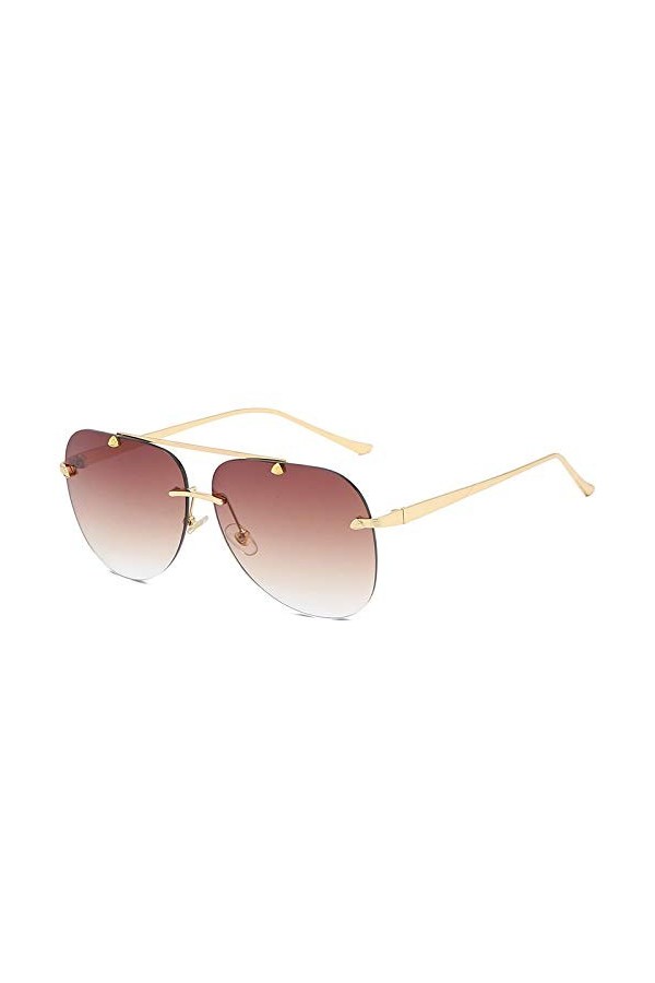QINGZHOU Lunettes de Soleil,Lunettes de mode sans cadre lunettes de soleil pour femmes verres de couleur dégradés en métal vi