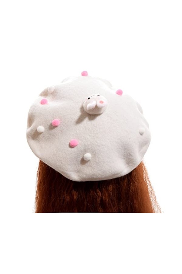 GRACEART Femmes Fait Main Lolita Béret Casquette avec Ruban Bowknot Vin Rouge Style-09 