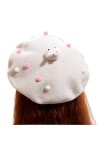 GRACEART Femmes Fait Main Lolita Béret Casquette avec Ruban Bowknot Vin Rouge Style-09 