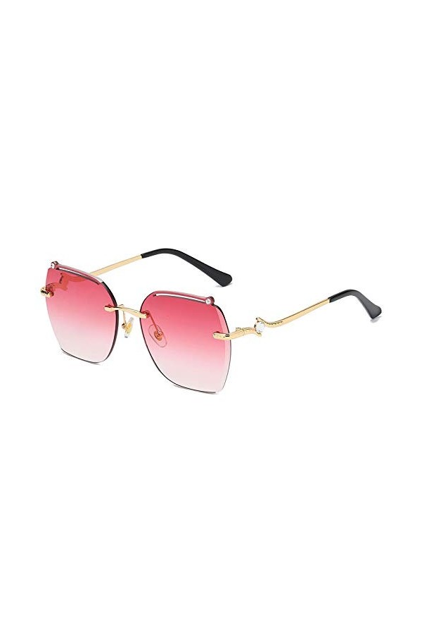 QINGZHOU Lunettes de Soleil,Lunettes de soleil pour femmes sans monture avec bord coupé en métal, mode diamant, lunettes de s