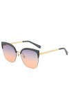 QINGZHOU Lunettes de Soleil,Lunettes de soleil pour femmes de haute qualité en métal bicolore peinture sourcils lunettes de s