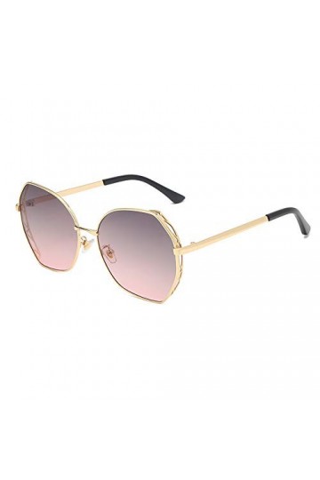 QINGZHOU Lunettes de Soleil,Lunettes de soleil pour femmes style mode cercle en métal soie mode lunettes de soleil simples po