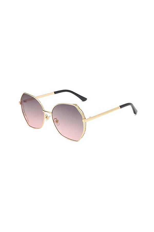QINGZHOU Lunettes de Soleil,Lunettes de soleil pour femmes style mode cercle en métal soie mode lunettes de soleil simples po