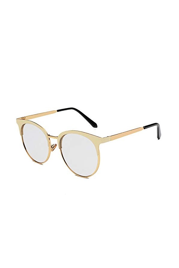 QINGZHOU Lunettes de soleil, mode lunettes de soleil à grande monture femmes lunettes à monture en métal lunettes de soleil a