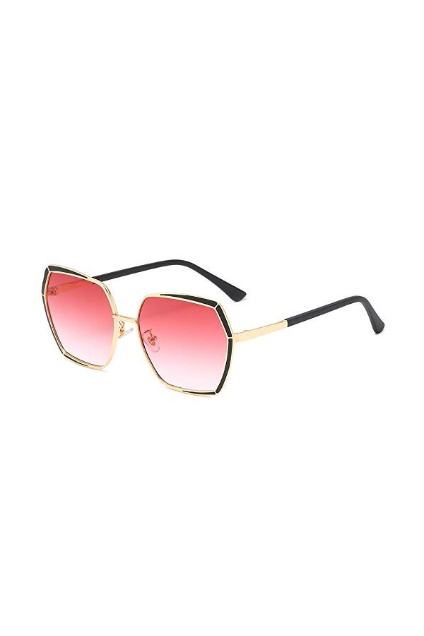 QINGZHOU Lunettes de Soleil,Lunettes de soleil Mode Mode bicolore Progressive HD PC Lens Lunettes de soleil en métal pour fem