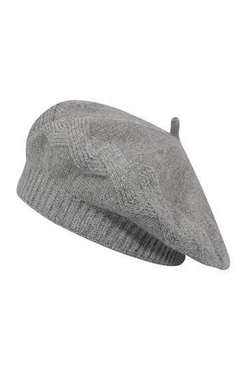 ZLYC Béret basque, classique Français, unicolore, chaud, pour femme, Gris Rhombique, taille unique
