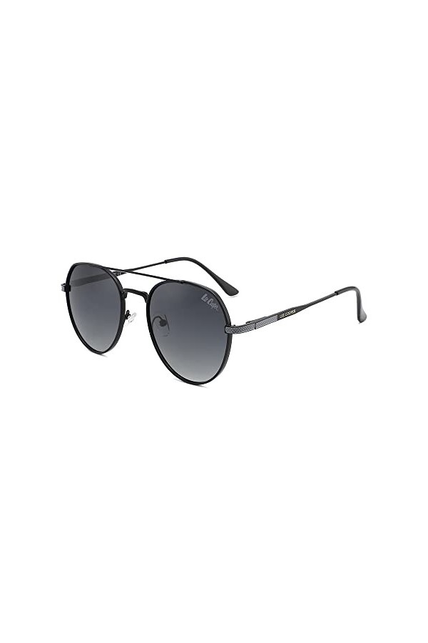 Lee Cooper Lunettes de soleil polarisées rondes classiques pour homme et femme - 100 % anti-UV, Frame - Black | Lens - Dark G