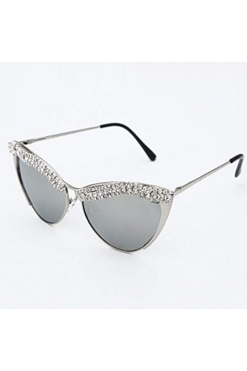 NIUASH Lunettes de Soleil polarisées Femmes Lunettes de Soleil Cadre Oeil de Chat Strass Lunettes de Soleil UV400 Lunettes oc