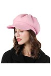 Sumolux Béret gavroche en laine française classique pour femme, rose, Taille unique