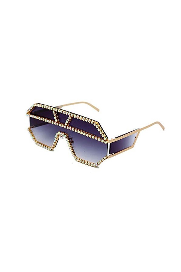 NIUASH Lunettes de Soleil polarisées Lunettes de Soleil colorées surdimensionnées pour Femmes Lunettes de Soleil carrées Lune