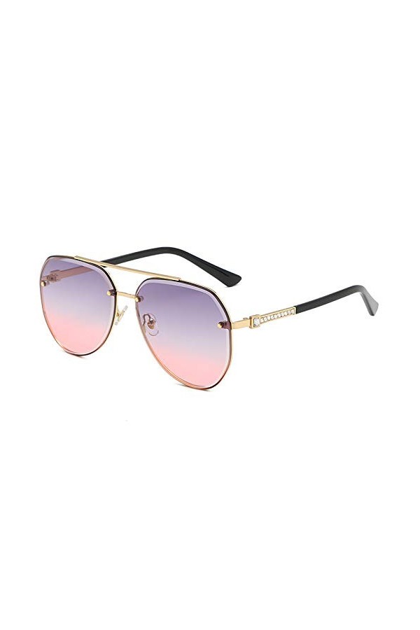 QINGZHOU Lunettes de Soleil,Lunettes de soleil pour femmes Superbes lunettes à fil métallique avec diamants Verres progressif