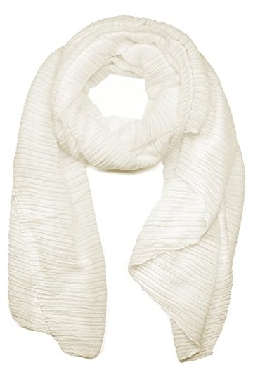styleBREAKER écharpe unicolore, crêpelée, structurée avec un effet froissé, tissu, femmes 01016107, couleur:Blanc blanc crèm