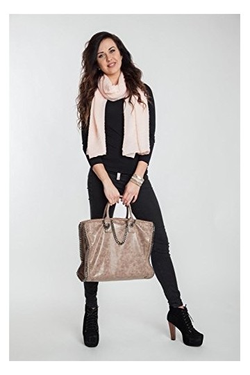 styleBREAKER écharpe unicolore, crêpelée, structurée avec un effet froissé, tissu, femmes 01016107, couleur:Blanc blanc crèm