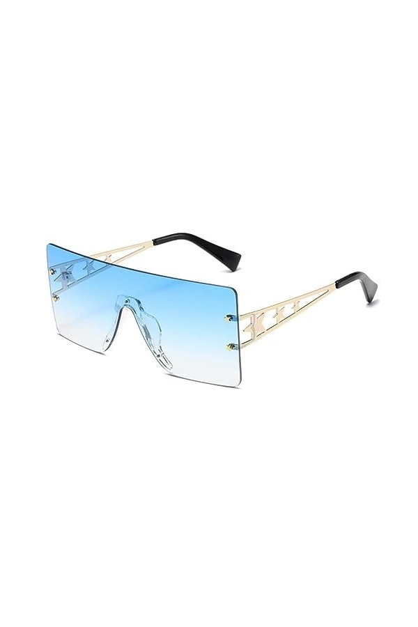 Lunettes de Soleil surdimensionnées avec étoiles Femmes Hommes Super Grandes Lunettes de Soleil sans Monture Lunettes décontr