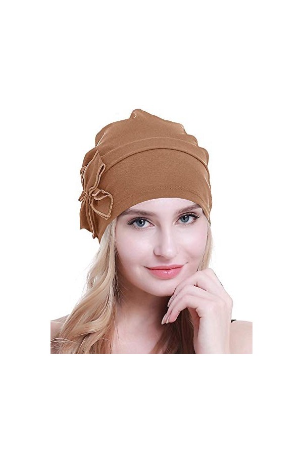 osvyo Bonnet turban chimio en coton pour femme atteinte de cancer et de perte de cheveux, Coton Abricot 1, taille unique