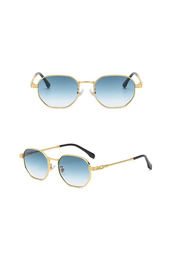 HCHES Lunettes de soleil rondes femmes conduite hommes lunettes de soleil nuances UV400 Points Vintage métal cadre pilote lun