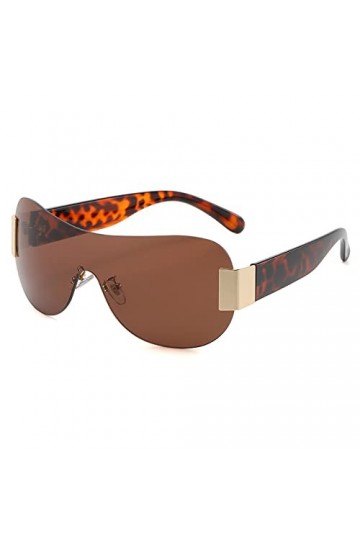 Lunettes de soleil surdimensionnées Femmes Hommes One Piece Protection UV Lunettes de soleil sans cadre Rétro, marron, taille