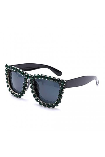 HCHES Lunettes de soleil en diamant faites à la main boîte polyvalente lunettes de soleil une pièce lunettes de soleil en dia