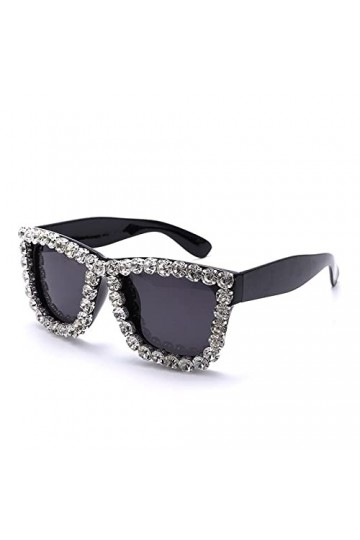 HCHES Lunettes de soleil en diamant faites à la main boîte polyvalente lunettes de soleil une pièce lunettes de soleil en dia