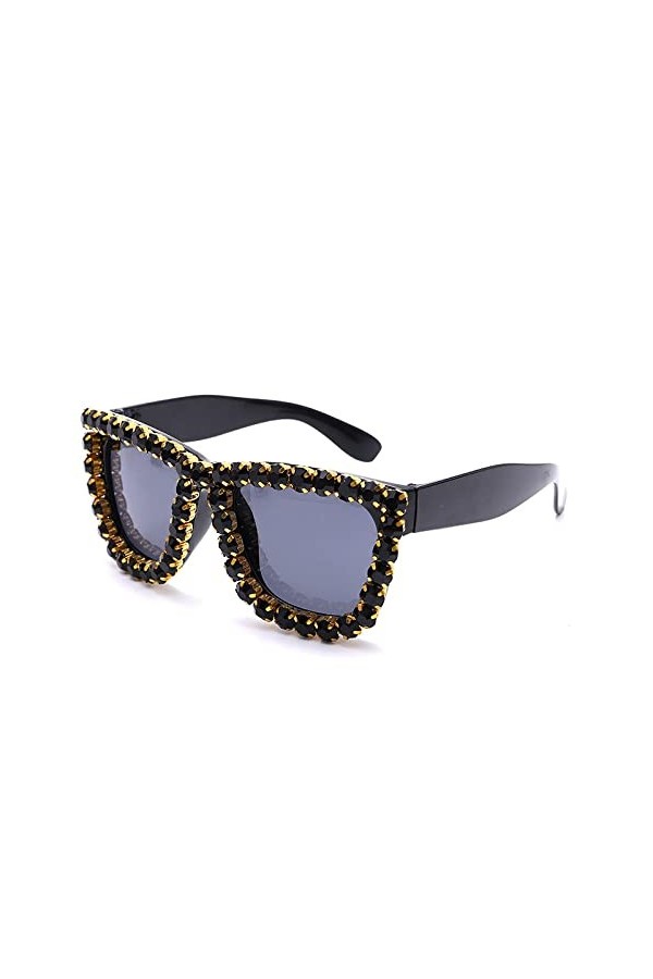 HCHES Lunettes de soleil en diamant faites à la main boîte polyvalente lunettes de soleil une pièce lunettes de soleil en dia